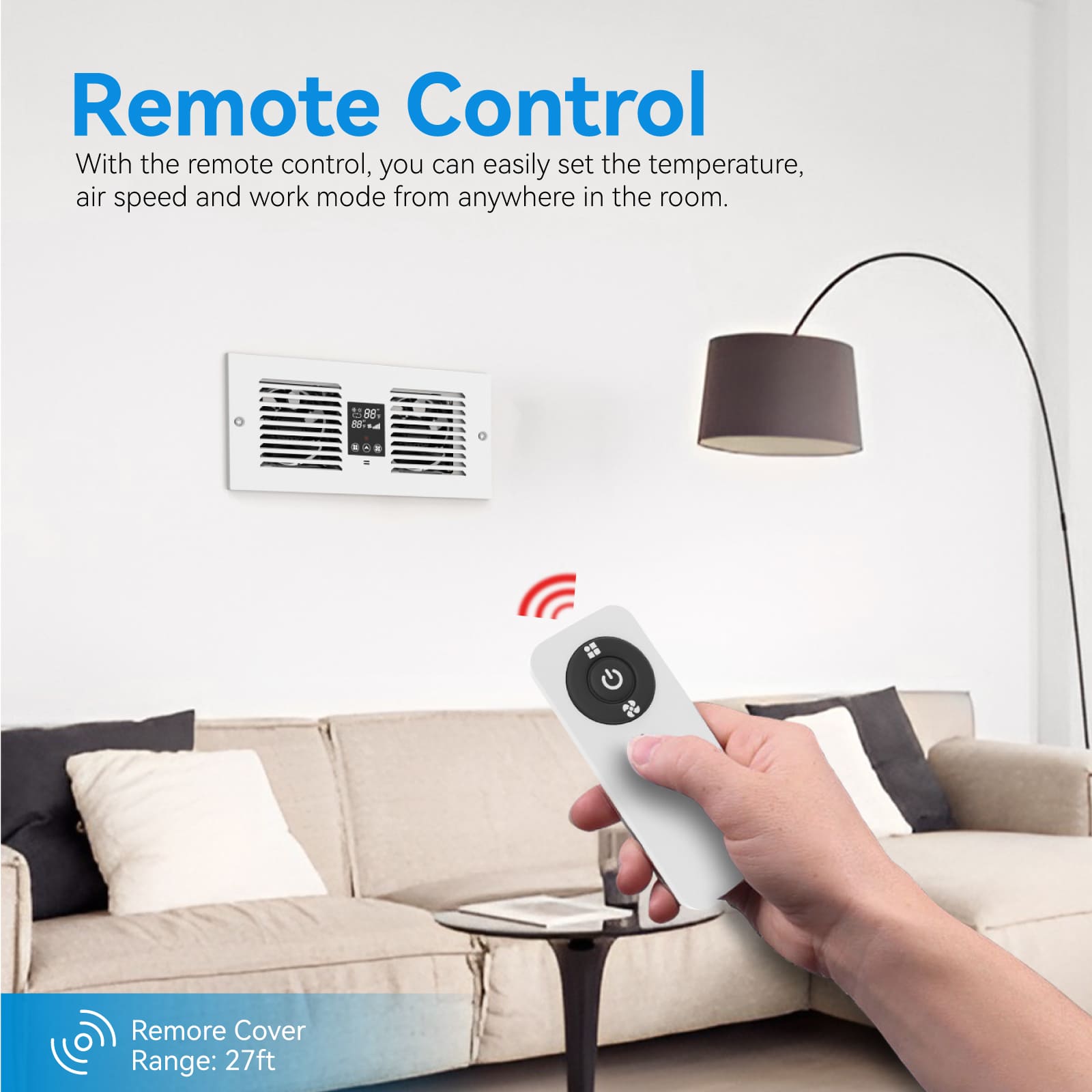 Room to Room Air Transfer Fan | 300 CFM | with Remote Sensor | Build in Temperature Control | Dual Fan | Co-Direction