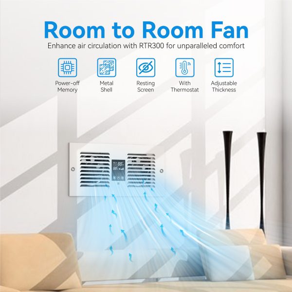 Room to Room Air Transfer Fan | 300 CFM | with Remote Sensor | Build in Temperature Control | Dual Fan | Opposite-Direction