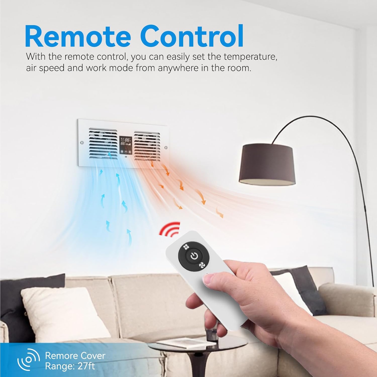 Room to Room Air Transfer Fan | 300 CFM | with Remote Sensor | Build in Temperature Control | Dual Fan | Opposite-Direction